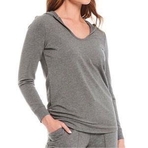 NWT Barefoot Dreams Malibu Luxe Lounge Heather Gray Hooded Top Size M
